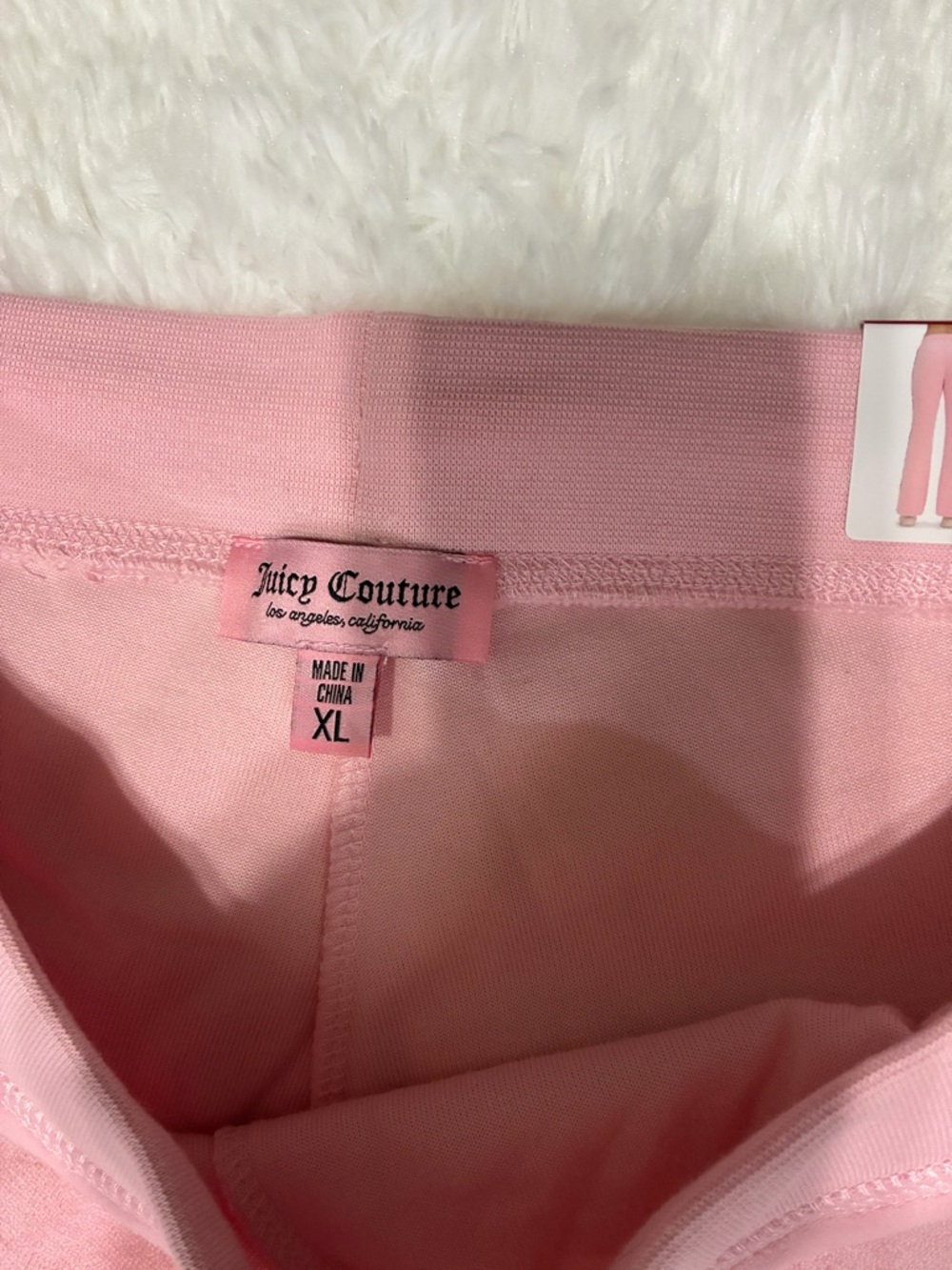 Juicy Couture Pink Velour Wide-Leg Track Pants with Blue Side Stripes - Picture 7 of 13